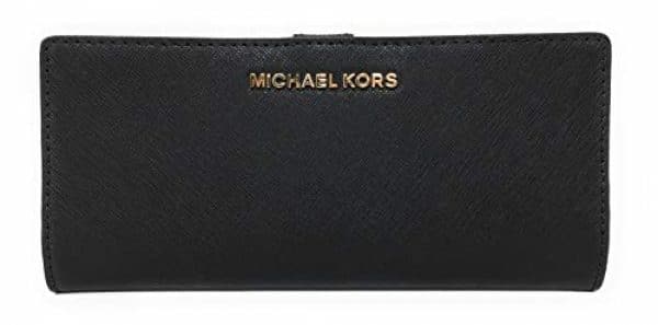 Michael Kors Jet Set Travel Flat Slim Bifold Saffiano Leather Wallet (Black)
