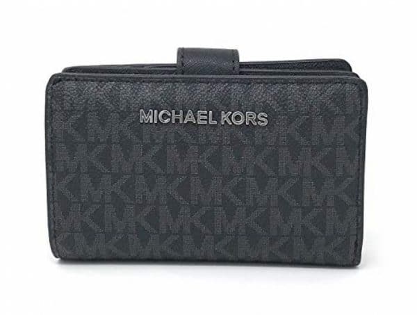 Michael Kors Jet Set Travel Saffiano Leather Bifold Zip Coin Wallet (Black 2018)
