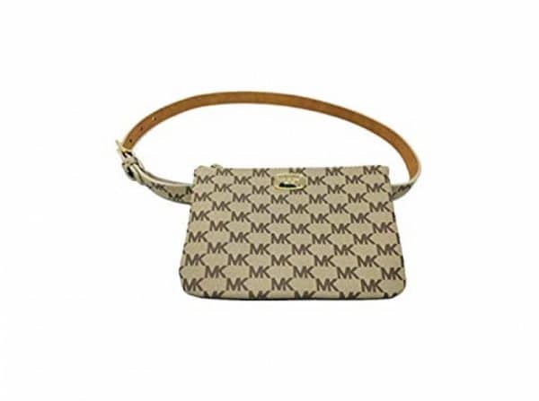 New Michael Kors Logo Fanny Pack Belt Wallet Size Medium 31-34 Waist Purse Bag Khaki Brown