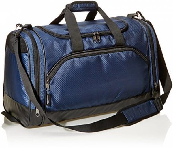 AmazonBasics Small Lightweight Durable Sports Duffel Gym and Overnight Travel Bag – Navy Blue