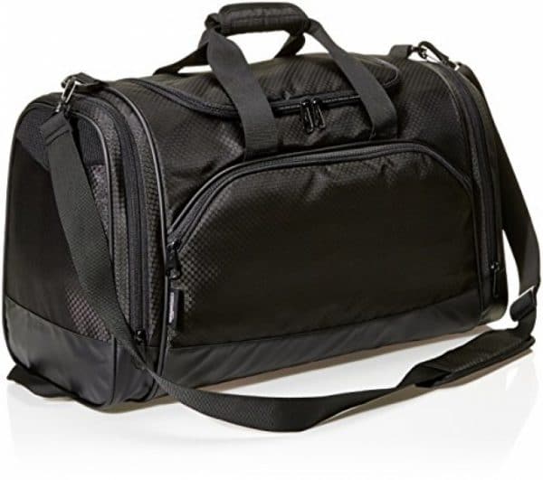 AmazonBasics Small Lightweight Durable Sports Duffel Gym and Overnight Travel Bag – Black