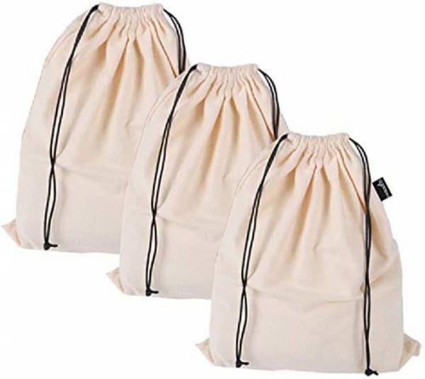 Misslo Set of 3 Cotton Breathable Dust-proof Drawstring Storage Pouch Multi-functional Bag. Pack 3 S