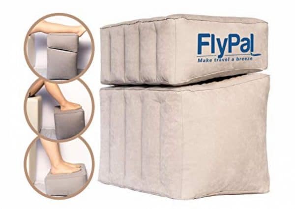Flypal Inflatable Foot Rest for Travel, Home and Office and Blow-Up Pillow Cushion for Kids to Sleep on Long Flights, 17“x11″x17″, Grey
