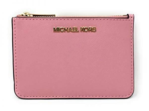 Michael Kors Jet Set Travel Small Top Zip Coin Pouch with ID Holder in Saffiano Leather (Carnation Pink, 1)