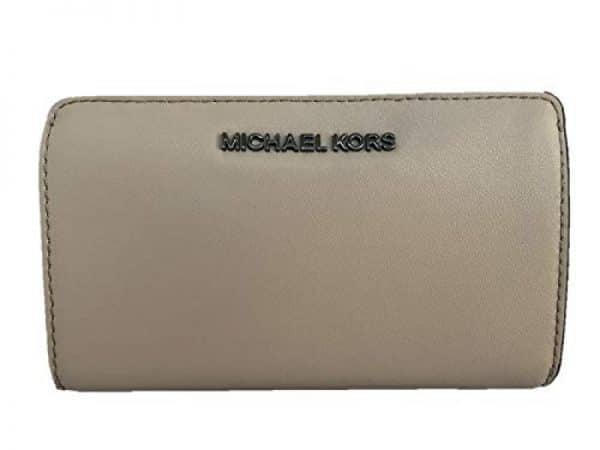 Michael Kors Jet Set Travel Slim Bifold Leather Wallet – Cement