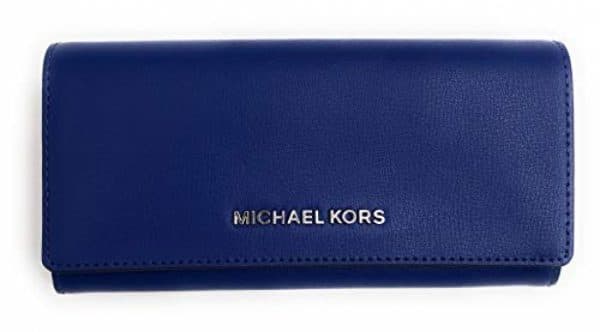 Michael Kors Jet Set Travel Large Carryall Leather Wallet – Cobalt