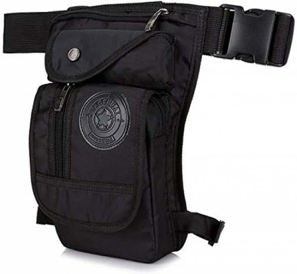XUELI Canvas Tactical Military Waist Pack Pouch Outdoor Drop Leg Bag Waist Bag Fanny Packs Tactical Leg Bag Thigh Pouch Bag Crossbody Bag (Black)