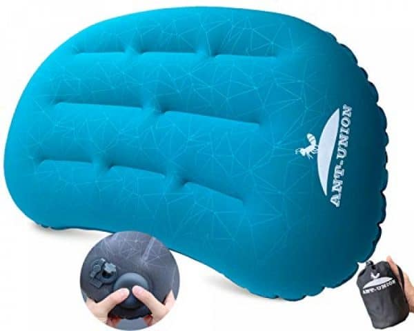 ANT-UNION Ultralight Inflatable Camping Travel Pillow – Fast Inflatable by Pressing – Compressible Pillows for Backpacking & Hiking, Small Compact, Great for Hammock Bed & Camp, Comfortable 30D Top