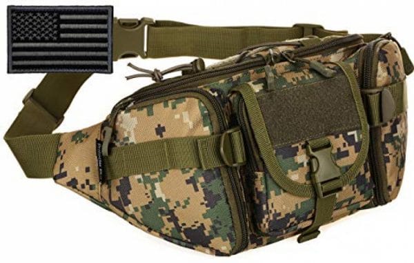 Protector Plus Tactical Fanny Pack Military Running Waist Bag Sling Hip Belt MOLLE Army Lumbar Gear Pocket (Patch Included), Jungle Camo