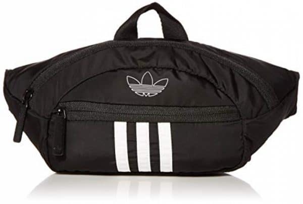 adidas Originals Unisex National Waist Pack / Fanny Pack / Travel Bag Black/White Stripes, One Size