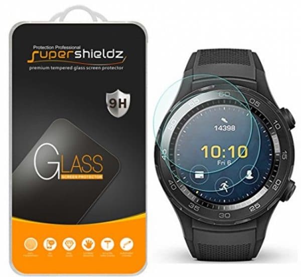(2 Pack) Supershieldz Designed for Huawei Watch 2 and Huawei Watch 2 Classic Tempered Glass Screen Protector, (Full Screen Coverage), Anti Scratch Bubble Free