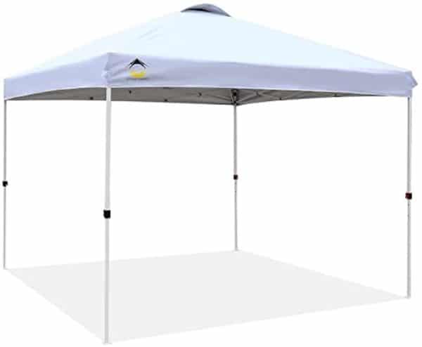 CROWN SHADES 10×10 Pop up Canopy Outside Canopy, Patented One Push Tent Canopy with Wheeled Carry Bag, Bonus 8 Stakes and 4 Ropes, White