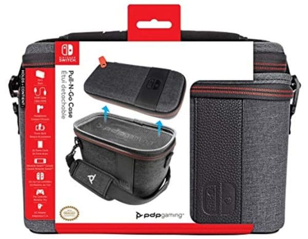 PDP Gaming Pull-N-Go Travel Case | Elite Edition | 2-in-1 with Removable Compartments: Grey – Nintendo Switch