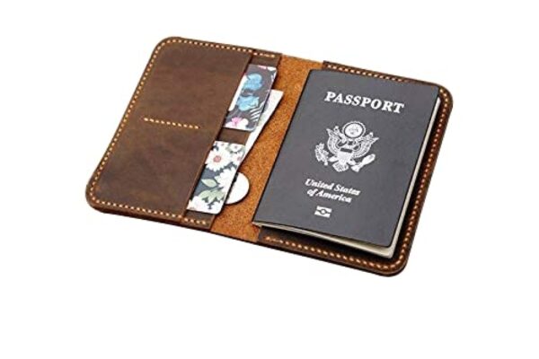 Hand Stitched Personalized leather passport card case/passport wallet/vintage retro distressed leather passport holder cover -PP005S
