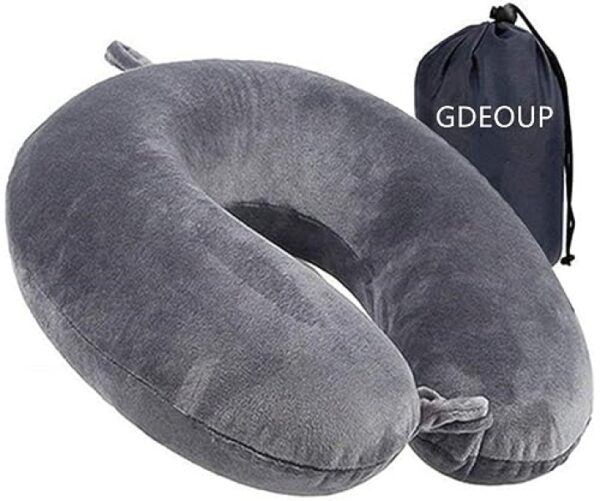 Travel Neck Pillow – Memory Foam Pillow Support Pillow,Luxury Compact & Lightweight Quick Pack for Camping,Sleeping Rest Cushion (Grey)