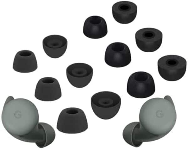 A-Focus [6 Pairs] Pixel Buds A-Series 【 Memory Foam & Silicone 】 Ear Tips, Soft Replacement Comfortable Earbuds Eartips Gel Compatible with Google Pixel Buds A-Series 534723 Black